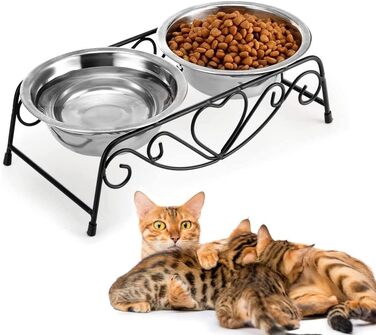 Набір мисок для котів та собак, підняті миски з нержавіючої сталі, 2 шт.