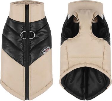 Зимова куртка для собак маленьких та середніх порід, теплий собачий халат з подвійним D-подібним кільцем, вітронепроникна куртка для цуценят та собак для активного відпочинку (Хакі, M)