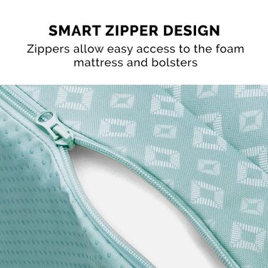 Килимок для собак Furhaven Trail Pup S: портативний, з сумкою, для подорожей, миючий, скласний, блакитно-сірий (Aqua/Granitgrau), 102x81x20 см