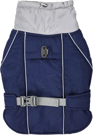 Зимова куртка для собак великих та середніх порід, тепла та відображаюча, чорна/сіра/рожева/зелена, дихаюча, для захисту від снігу, розмір M (Темно-синій)