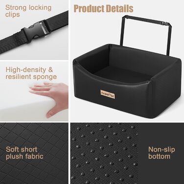 Автокрісло для собак, переноска для собак великих порід (до 25 кг) з ременем безпеки, водонепроникне автоліжко для тварин