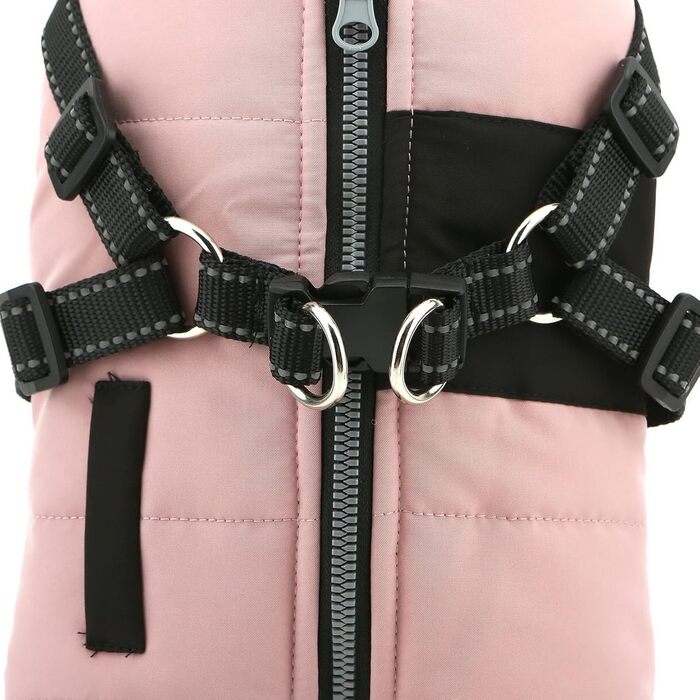 Теплий жилет для собак та котів SMALLLEE_LUCKY_STORE, флісова підкладка, спортивний дизайн, з поворотним кільцем, для чихуахуа, йоркширського тер'єра, рожевий xs