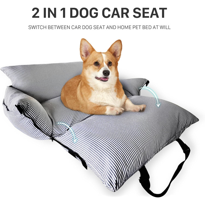 Автокрісло для собак Strusery, до 6 кг, блакитне, знімається та періться, з неслизьким дном та ременем безпеки