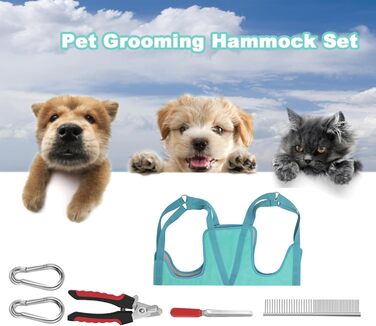 Гамак для грумінгу собак Qcwwy, професійний гамак для догляду за домашніми тваринами з триммером, ножицями та кусачками для нігтів, підходить для стрижки, грумінгу та миття собак (L)