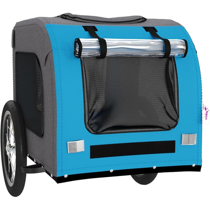 Фургон для собак Gecheer - причіп для велосипеда, переноска для собак, 45 кг, сірий оксфорд, блакитний