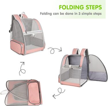 Рюкзак для собак та котів PETCUTE, рожевий, до 7 кг, дихаючий, складний, для подорожей, кемпінгу, схвалений авіакомпаніями