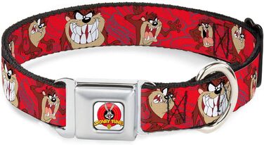Нашийник для собак Buckle-Down 22,9–38,1 см, Looney Tunes, білий, логотип, регульований, нейлон