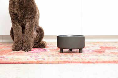 Керамічна миска для собак Waggo Uplift, чорна, середня – важка, міцна, підвищена, для корму та води, підходить для дрібних, середніх і великих порід, сучасний дизайн, можна мити в посудомийній машині