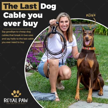 ROYAL PAW міцний повідець для великих собак до 136 кг, довгий прогулянковий повідець із захистом від іржі для використання на вулиці з кріпленням до стовпа