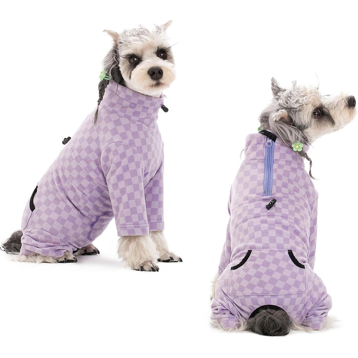Теплий зимовий одяг для собак: флісовий теплий костюм, піжама, оверсайз, роллю, для маленьких та середніх собак, колір фіолетовий, розмір L