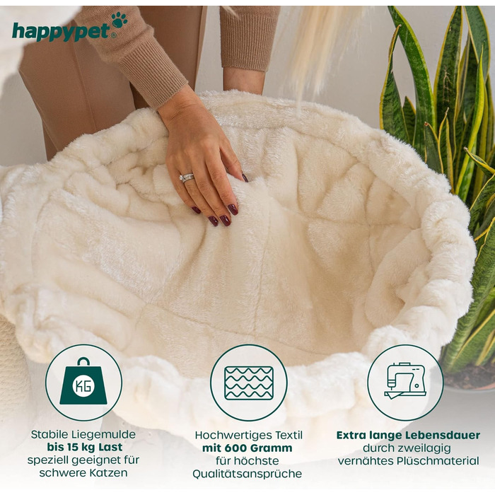 Кігтеточка HAPPYPET 'Леонардо' XXL для великих котів, 250-275 см, товсті стійкі стовпи, великі лежанки до 20 кг, гніздо, сертифіковане дерево, кігтеточка для Мейн-кунів та Регдоллів, сірий/кремовий колір