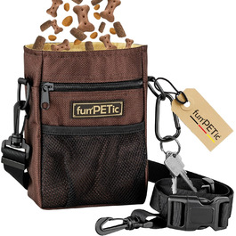 Сумка для корму funPETic з силіконовою мискою та 4 відділеннями для ласощів, карабін у подарунок. Ідеально для собак, коней та дресирування.