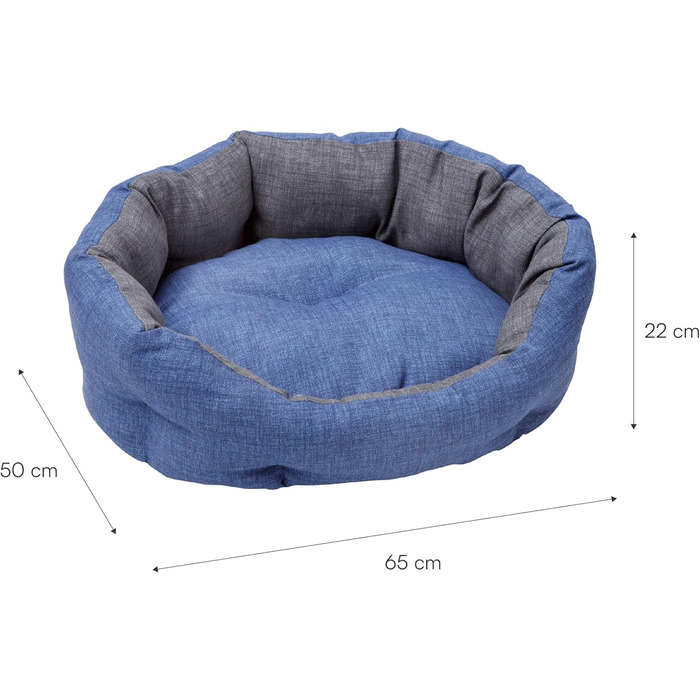 Кругле ліжко для собак та котів Baroni Home, розмір L, 50x65 см, м'яке, зручне, сіре та блакитне, для дому