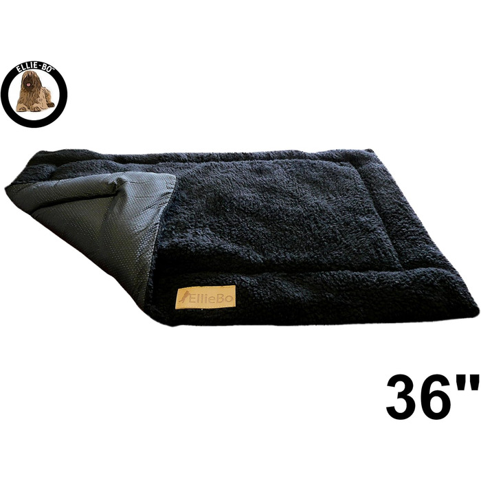 Ліжко-трансформер для собак Ellie-Bo з твіду та штучного хутра, 61 см, 87x4x57 см, чорне