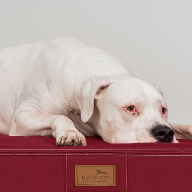 Ортопедичний лежак для собак Tierlando® Oscar Easy CLEAN з екошкіри та віскоеластичної піни, з антиковзною основою, розмір L 150 x 100 x 10 см, темно-червоний