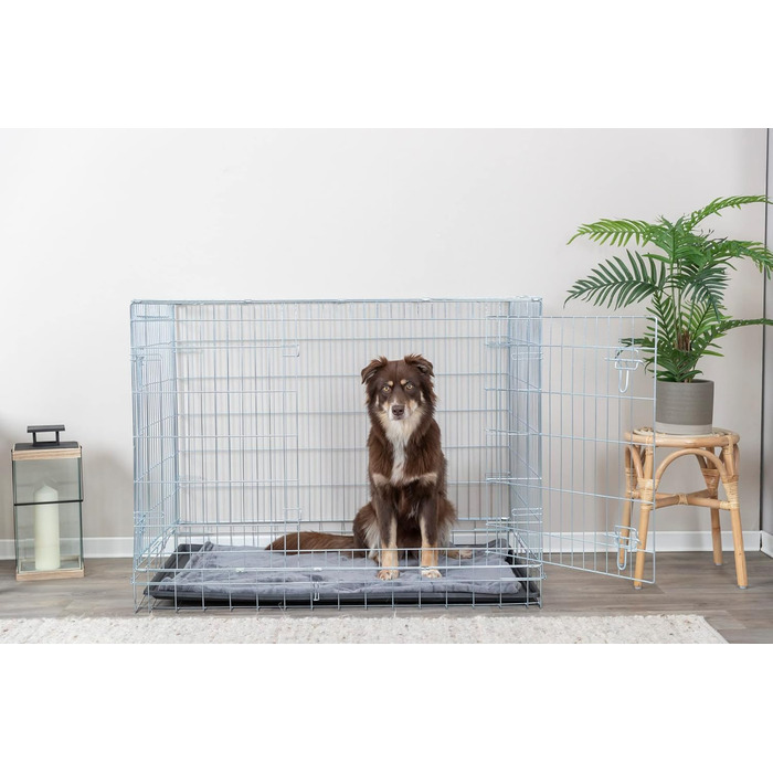 TRIXIE переносна клітка для собак Home XL, 116×86×77 см, складна, металева, з 2 дверима та замками, для транспортування і дому, срібляста