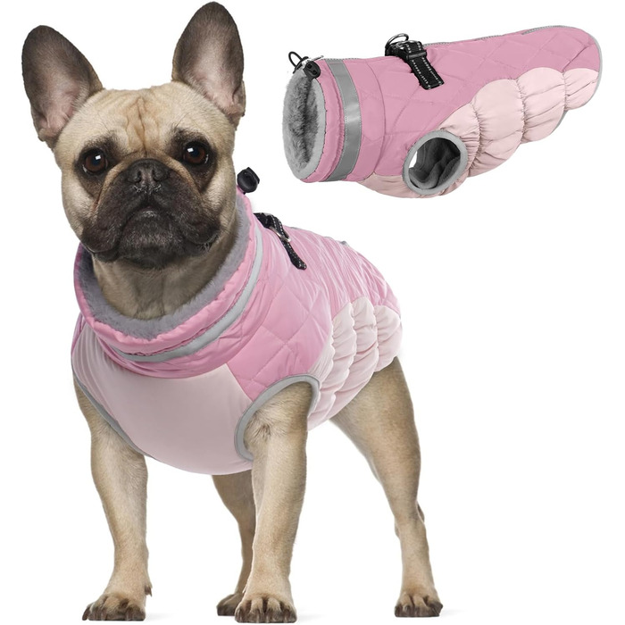 Теплий зимовий одяг для собак XS: теплий пуловер, куртка, жилетка для чихуахуа та інших маленьких порід (рожевий)