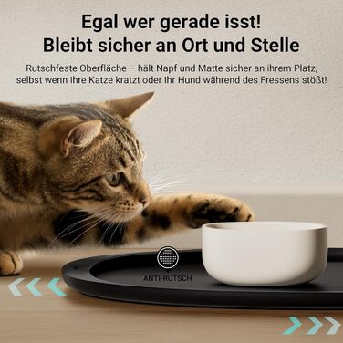 Підкладка під миску для котів DownyPaws, силіконова, 62 x 43 см, чорна. Захист від розливання, легко миється, BPA-free
