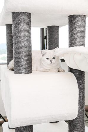 Дряпак для котів Petrebels Maine Coon XXL, 190 см, дизайн для великих котів, сизаль, колір Off-White