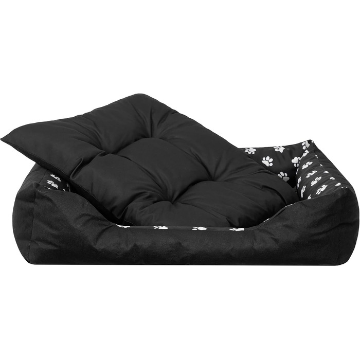 М'яке ліжко для собак та котів, 84x65 см, чорне. Зручне, з піднятими бортиками, легко миється.
