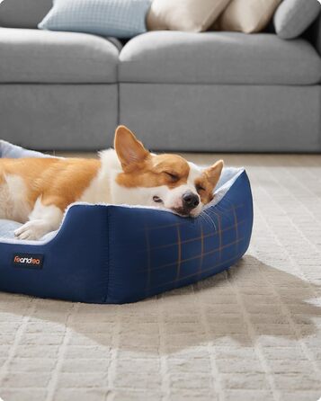 Ліжко для собак Feandrea, корзина для собак з двостороннім матрацом, PGW001Z (85 x 65 x 21 см, антрацит-блакитний + світло-блакитний)