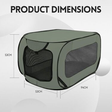 Складана переноска для собак 92x52x52 см з подвійними дверцятами - безпечна для подорожей на авто, з вентиляцією, Pop-Up дизайн з оксфордської тканини, для собак/кішок до 30 кг (Зелена)