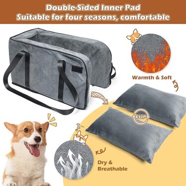 Автокрісло для собак та котів на середню консоль, стабільне, з ременем, знімний, миючий, для собак та котів до 6 кг (замша)