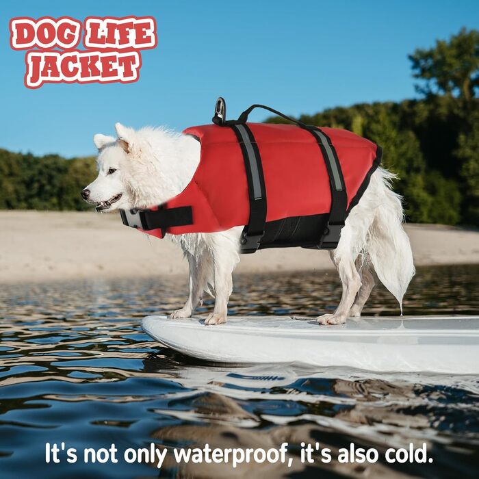 Жилет рятувальний для собак FainFun Orange, для малих та великих, регульований розмір, Ripstop, світловідбивачі, сильний плавучість