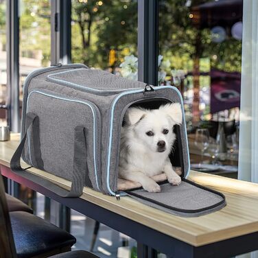 Розкладна переноска для котів і собак Petsfit, розширювана авіа-сумка з оксфордської тканини, з плечовим ременем