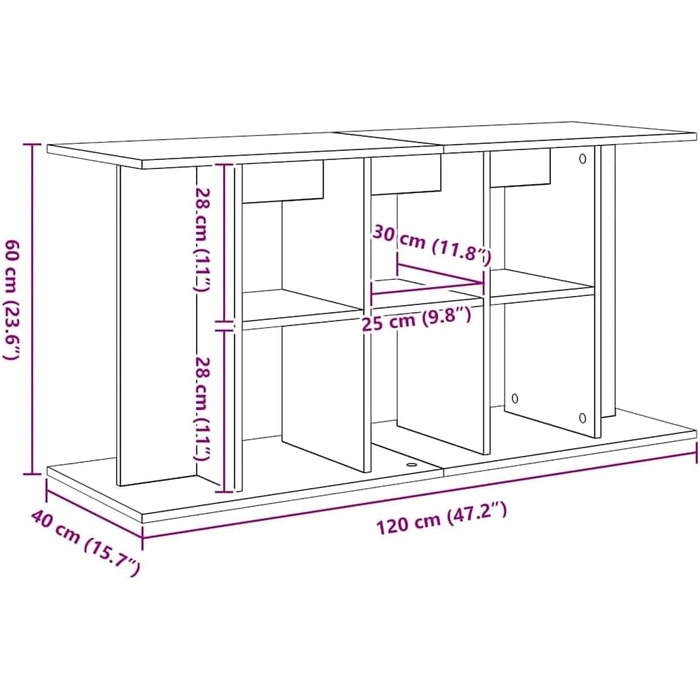 Тумба для акваріума vidaXL 120x40x60 см, ДСП, чорний дуб, міцна акваріумна підставка