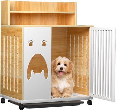 Клітка для собак Ageroul, меблевого стилю, 63,5 см, з висувним піддоном та роликами