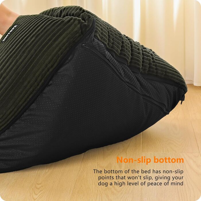 Килимок для собак, лежанка для собак з тканини Cord, S/M/L, неслизький, знімний та пральний, м'який та дихаючий, 110 x 85 x 27 см (L 90 x B 75 x H 25 см, оливковий)