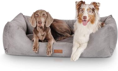 Кнуффельвуфф лежанка для собак Dreamline з велюру XXL, 120 x 85 см, сіра - знімний чохол - легко мити - для великих, середніх та маленьких собак, сірий, L 120 x B 85 x H 25 см