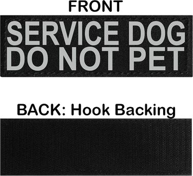 Шлея для службових собак Doggie Stylz із 2 світловідбивними нашивками «Службова собака – не чіпати», чорна, обхват грудей 35,6-45,7 см