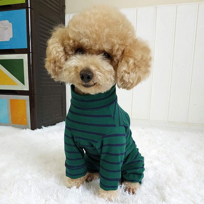 Захисний боді для собак після операції Kukaster, для сук, з отворами для лап, захист від випадання шерсті, алергії, стрижки, зелено-чорний в смужку, розмір S