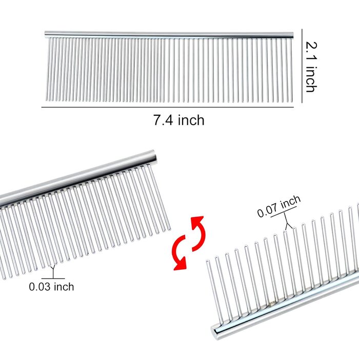 Гребінець для собак Andiker зі сталі, щітка для грумінгу тварин (великий)