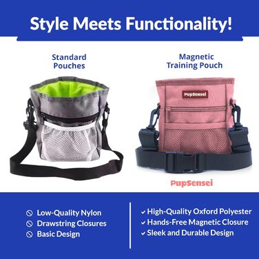 Сумка для ласощів для собак Leckerlibeutel – рожева, з магнітною застібкою та дозатором кульок, 3 відділення