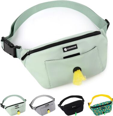 Сумка для собак з відділенням для ласощів та рулеткою для збору відходів, поясна/поясна сумка, підходить для жінок та чоловіків, для дресирування цуценят, подарунок для любителів собак, зелений нейлон