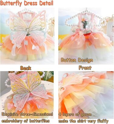 Сукня принцеси для собак, сукня-метелик, весільне вбрання з багатошаровою спідницею-тьюль для котів, цуценят, маленьких собак, розмір XL XL рожевий