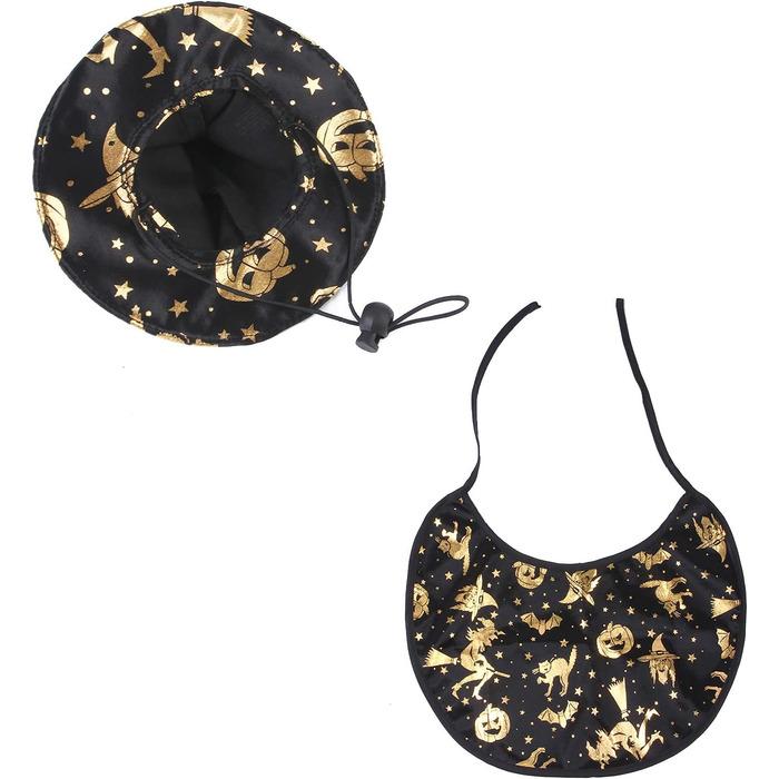 Костюм на Хелловін для собак та котів: плащ відьми та капелюх. Розмір M