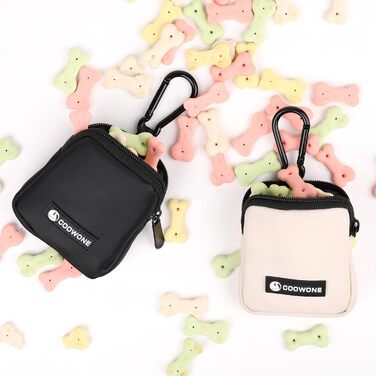 Сумка для ласощів для собак COOWONE з кликером для дресирування, водонепроникна, з тримачем для пакетів, чорна та бежева