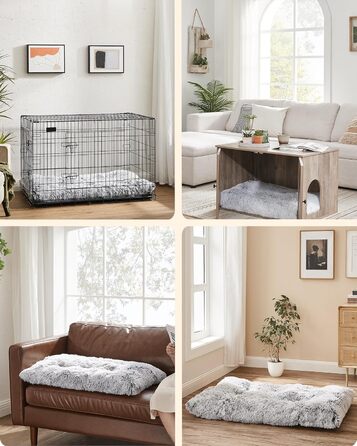 Ліжко для собак Feandrea з м'яким лежаком, плюшевий килимок, 122 x 74 см, Ombré-Сірий, PGW204G01 L 122 x B 74 x H 10 см