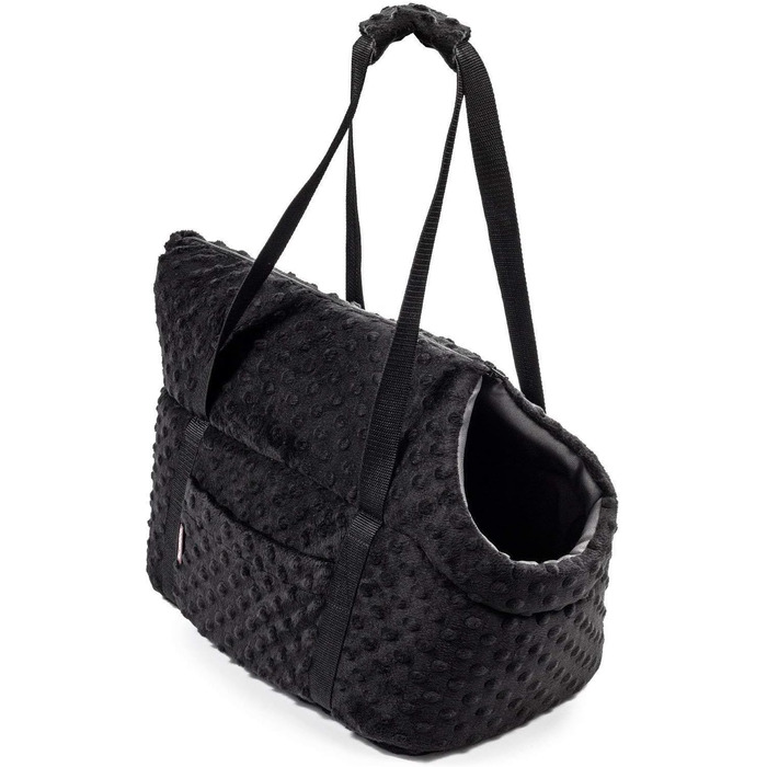 Сумка-переноска для собак та котів чорного кольору (Minky), L (15 кг) - 42 x 29 x 33 см