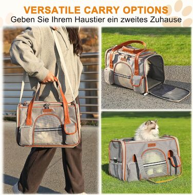 Сумка-переноска для котів та собак до 7 кг COMSLE (42x22x25 см, світло-сіра)