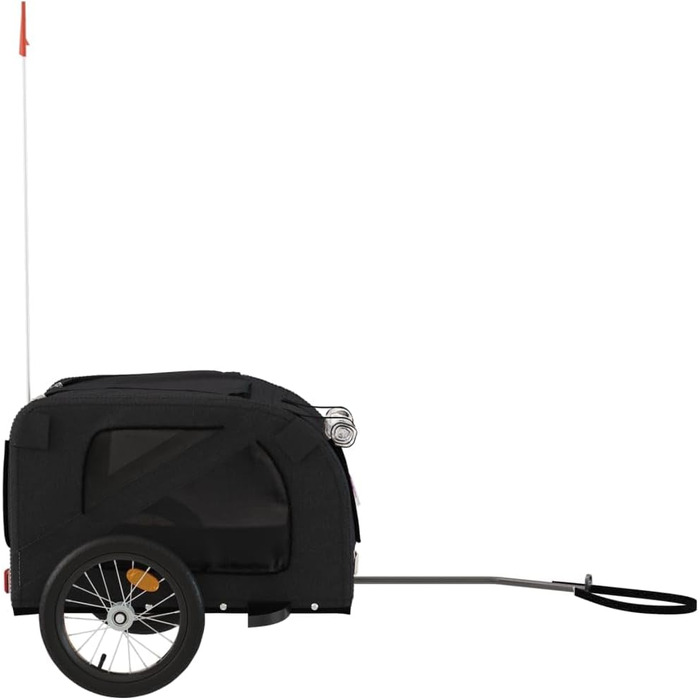 Причіп для собак VidaXL, причіп для тварин з відбивачами та прапорцем, вантажопідйомність 45 кг, Oxford-тканина, чорний (125 x 63 x 66 см)