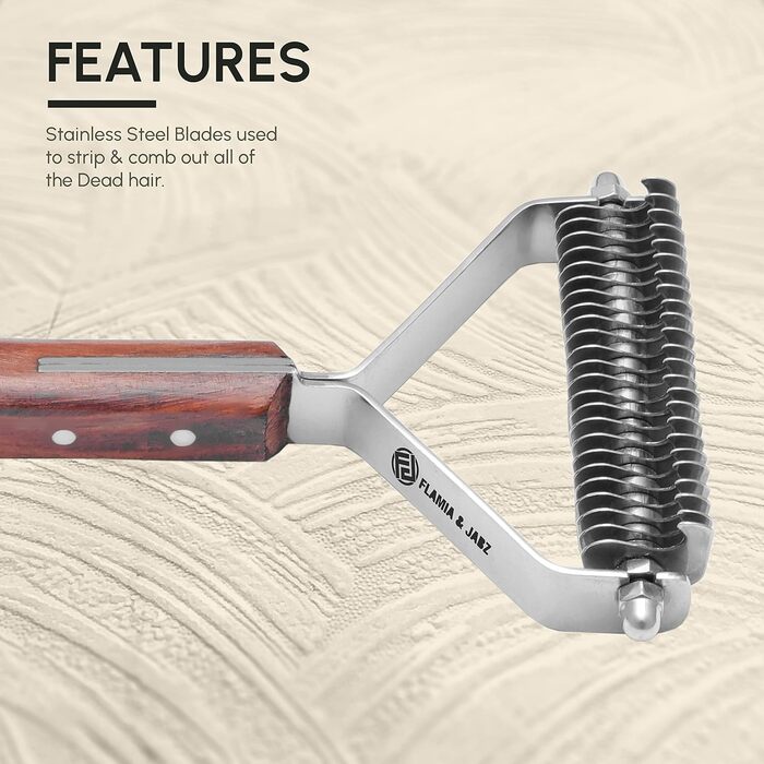 Гребінець для підшерстка собак, котів та домашніх тварин FLAMIA & JABZ (24 леза)