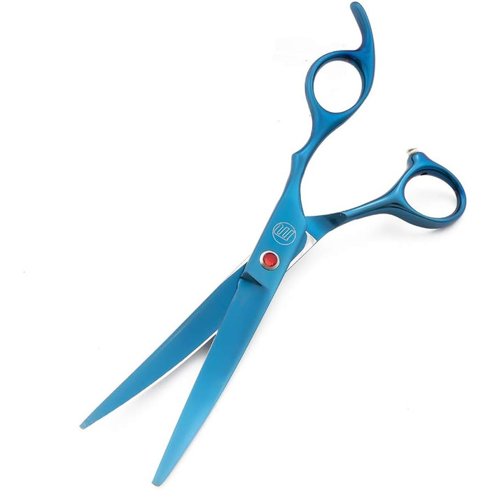 Професійний набір для стрижки собак Moontay: 4 ножиці (пряма, вигнута вгору, вигнута вниз, фінішна) з JP нержавіючої сталі, 17.8 см (7 дюймів), блакитний