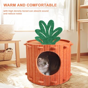 Двоярусна кігтеточка-будиночок для котів з платформою та іграшкою, 60x40x40 см