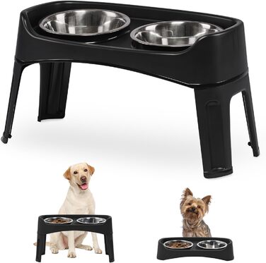 Підвищені годівниці для собак Iris Ohyama, 2 шт., L29 x B57 x H31 см, складані, для здорового травлення, PEF-L, чорний колір