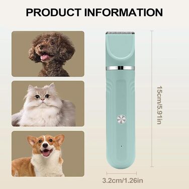 Триммер для собак | Набір для догляду за собаками 4-в-1 | Акумуляторна регульована ножиці для цуценят вдома, зелений